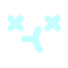 Fototapeta premium unsure cross eyed face icon in bright neon color