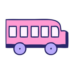 cute cartoon of a school bus in bright neon color