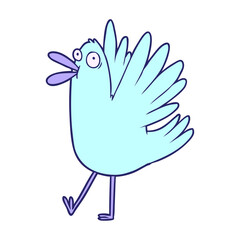 cartoon squawking bird in bright neon color