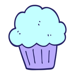 cartoon  muffin in bright neon color