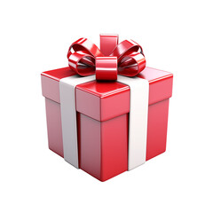Elegant red gift box with a white ribbon, perfect for holidays and special occasions.