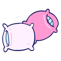 cartoon doodle pillow in bright neon color