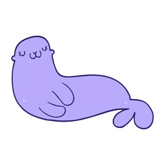 cute cartoon seal in bright neon color