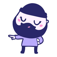 cute cartoon man with beard in bright neon color