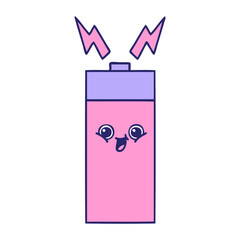cute cartoon of a battery in bright neon color