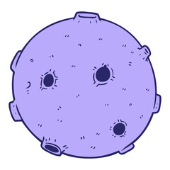 cartoon moon in bright neon color