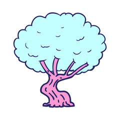 cartoon tree in bright neon color