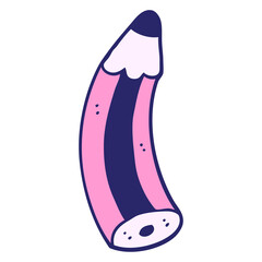 hand drawn doodle style cartoon pencil in bright neon color