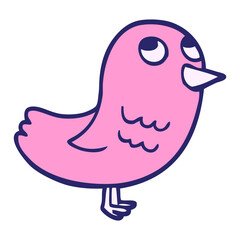 cartoon doodle garden bird in bright neon color