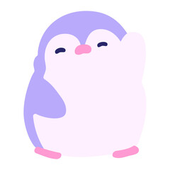 cute christmas penguin waving in bright neon color