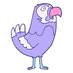 cartoon parrot in bright neon color