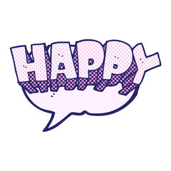 happy text in bright neon color