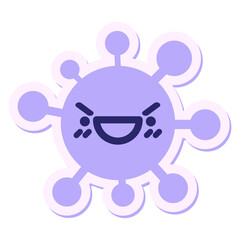 mean pleased virus sticker in bright neon color