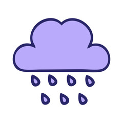 cute cartoon of a storm rain cloud in bright neon color