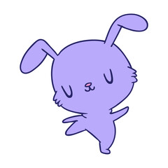 cartoon illustration kawaii cute furry bunny in bright neon color