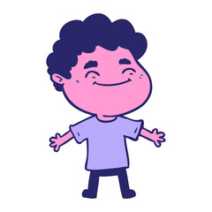 cartoon friendly man in bright neon color