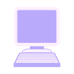 Flat colour illustration of a computer in bright neon color
