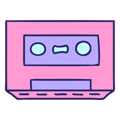 Obraz premium hand drawn cartoon doodle of a retro cassette tape in bright neon color
