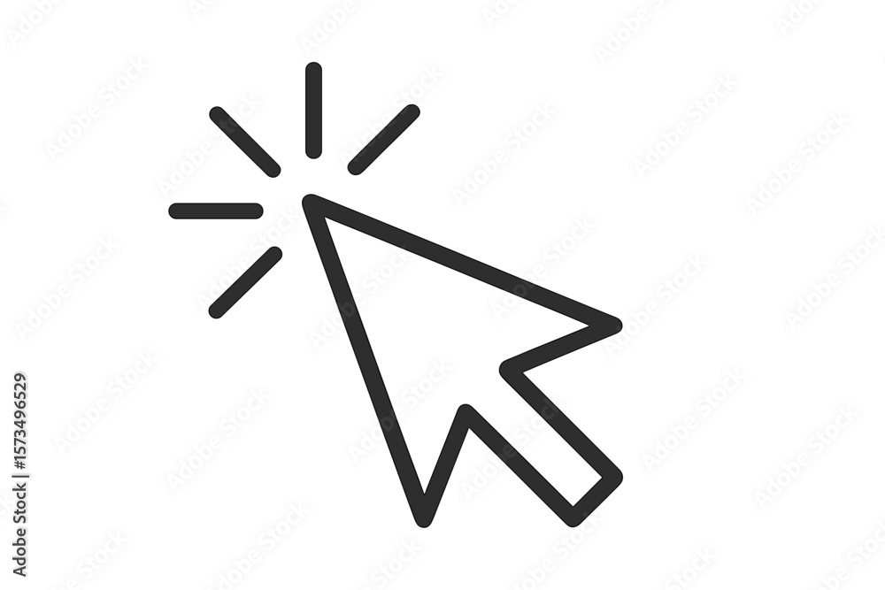 Fototapete Click cursor icon. Mouse pointer arrow for computer screen interaction. User interface and experience design element. Selection and tapping symbol. Web button and app graphic vector.