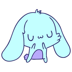 cartoon illustration kawaii cute furry bunny in bright neon color