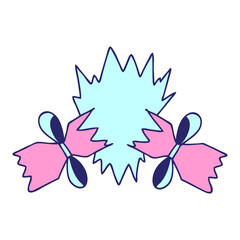hand drawn quirky cartoon pulled cracker in bright neon color