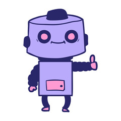 cartoon robot in bright neon color