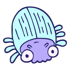 cartoon doodle huge beetle in bright neon color