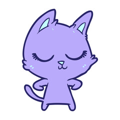 calm cartoon cat in bright neon color