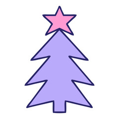 Fototapeta premium cute cartoon of a christmas tree in bright neon color