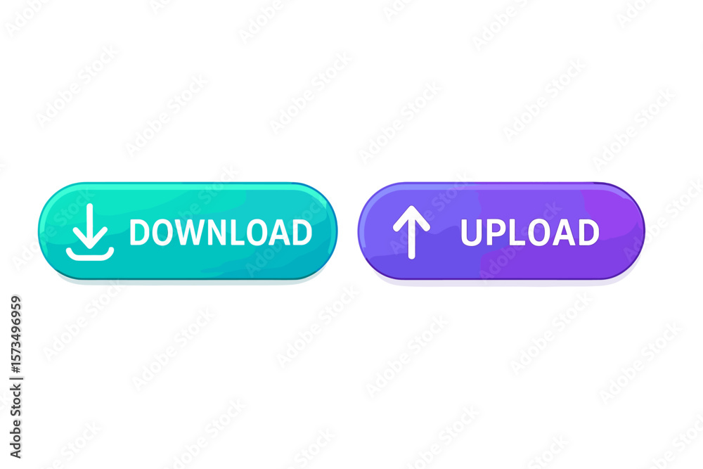Leinwandbilder modern colorful download and upload buttons with gradient effect. web ui ux element for website and 
