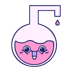 cute cartoon of a science experiment  in bright neon color