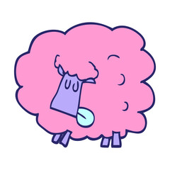 cartoon doodle black sheep in bright neon color