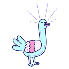 illustration of a traditional tattoo style sea bird in bright neon color