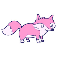 cartoon fox in bright neon color