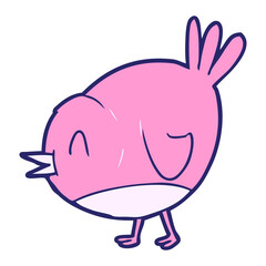 Cartoon Bird in bright neon color