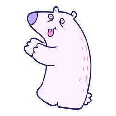 cartoon doodle happy bear in bright neon color