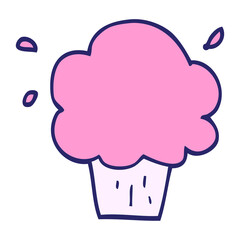 cartoon cupcake in bright neon color