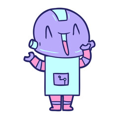 cartoon robot in bright neon color