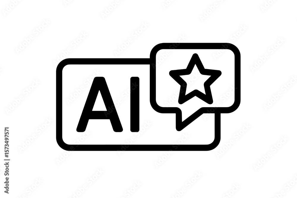 Poster ai command button icon with star symbol for generative artificial intelligence, app interface, websi