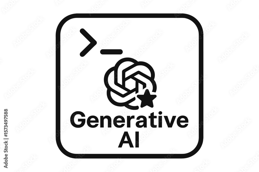 Fototapete generative ai command prompt icon with star, modern app button, ai badge, vector illustration for we