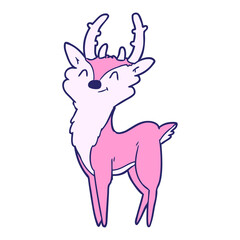 cartoon happy stag in bright neon color