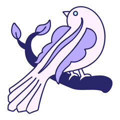 tattoo in traditional style of a bird on a branch in bright neon color