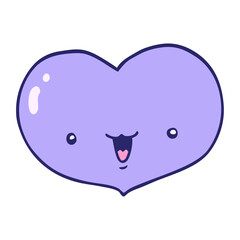 cartoon love heart character in bright neon color