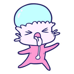 weird cartoon alien in bright neon color