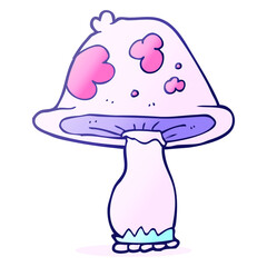 freehand drawn cartoon mushroom in bright neon color