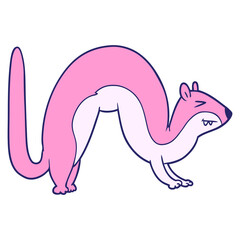 cartoon weasel in bright neon color