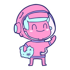 happy cartoon astronaut man in bright neon color