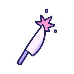 cartoon sharp knife in bright neon color