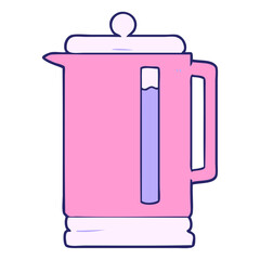 cartoon electric kettle in bright neon color