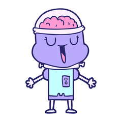 happy cartoon robot in bright neon color